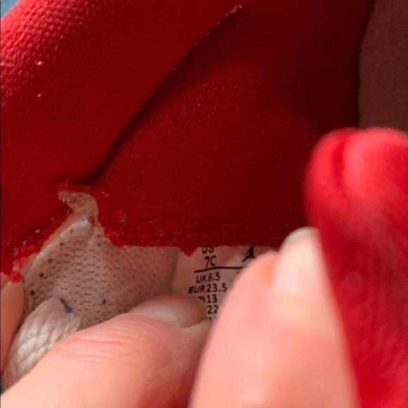 Jordan Kids White and Red Sneakers high top lace up shoes size 7 - Picture 11 of 11